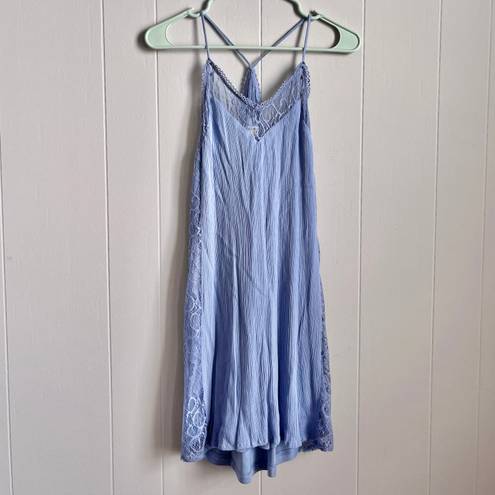 Charlotte Russe Sleeveless Periwinkle Blue V-Neck Racerback Lace Dress