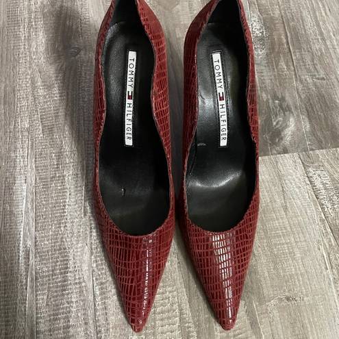 Tommy Hilfiger  Stiletto Heels Red Leather Size 5.5