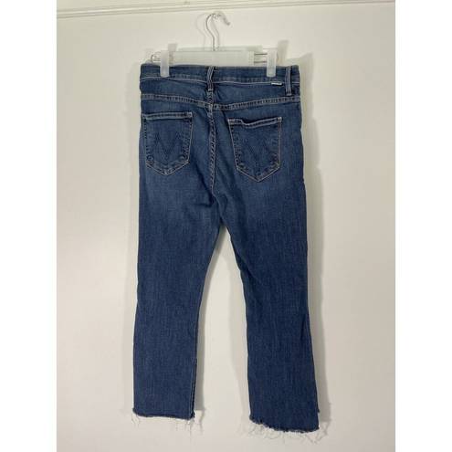 MOTHER Denim  The Insider Crop Step Fray In Girl Crush Blue Jeans Size 29