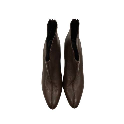 Manolo Blahnik  Brown Semi Pointed Toe Leather Heeled Ankle Booties Size 37 US 7