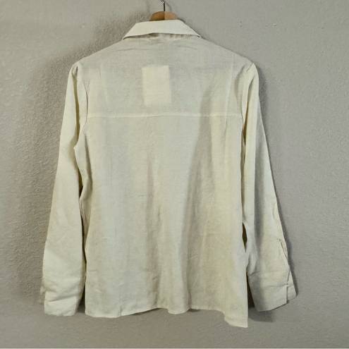 Oak + Fort  NWT 100% Linen Cream Button Up Shirt Collar Womens size XS