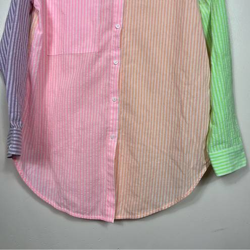 English Factory  Colorblock Button Up Shirt Size Medium Striped Colorful Tunic