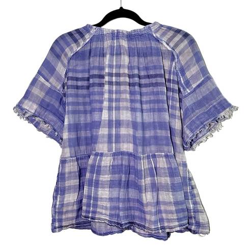 Pilcro and the Letterpress Anthropologie  Purple Plaid Peasant Top