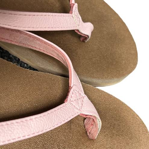 Sanuk  Flip Flop Sandals 9 Pink Tan Yoga Mat Footbed Comfort Casual Summer Beach