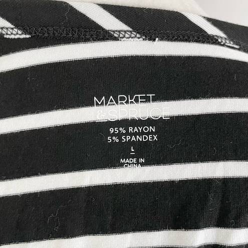 Market & Spruce New  Cut Out Back Striped T-Shirt Dress Black White Size Large