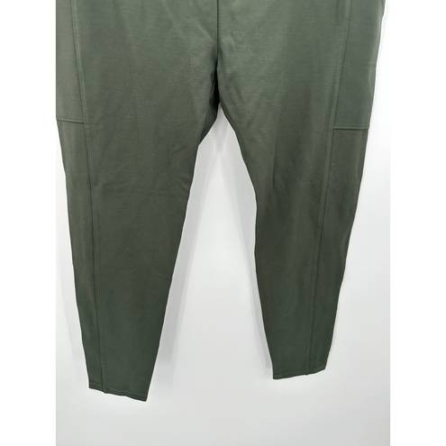 Lou & grey  Leggings Women LARGE NWT Dark Green Ponte Pocket Pull On Stretch