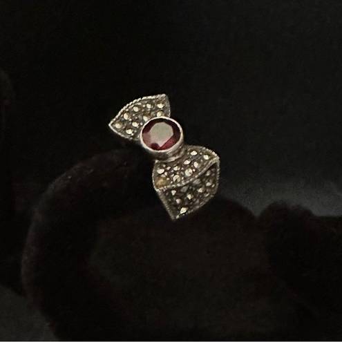 Ruby Vintage  And Marcasite Bow Tie Ring