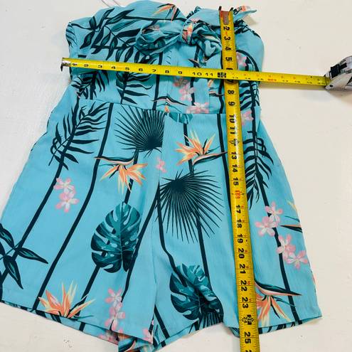 GUESS Turquoise Print Floral Strapless Romper Size M