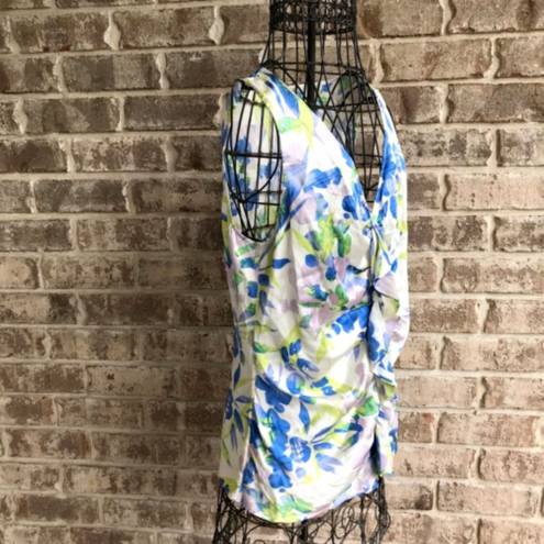 St. John  Sleeveless Floral Blouse 10 Silk Floral Ruffled See pics, descr…