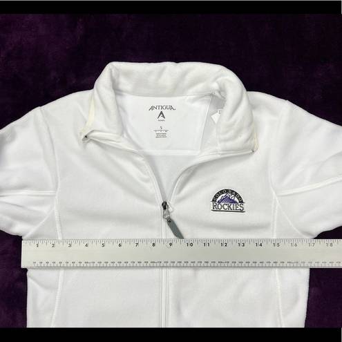 Antigua Colorado Rockies White Fleece Jacket