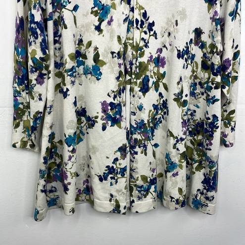 J.Jill  Pleated Back Floral Button Front Cardigan Sweater size Large