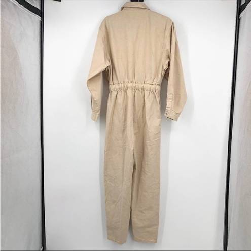 Good American  Cinched Utilitarian Jumpsuit Cream Size Small Long Sleeve NEW