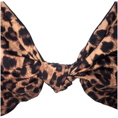 Good American  Sexy Twist Snow Leopard Knotted Bandeau 5 NWT