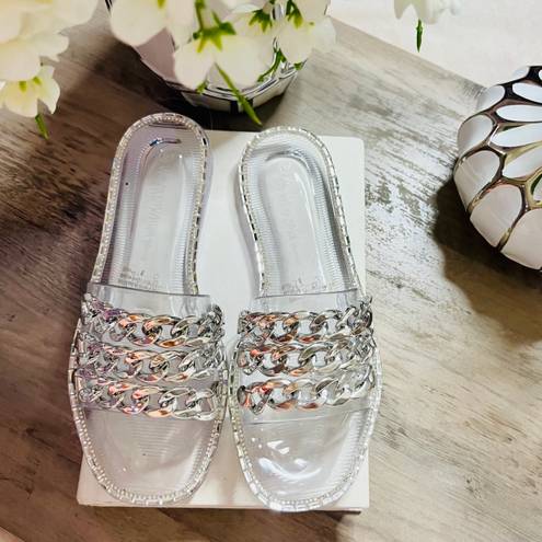 Wild Diva Lounge NEW Chained Clear Jelly Slides