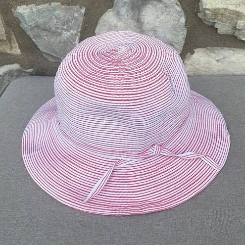 Pacific&Co San Diego Hat  red & white striped wide brim sunhat