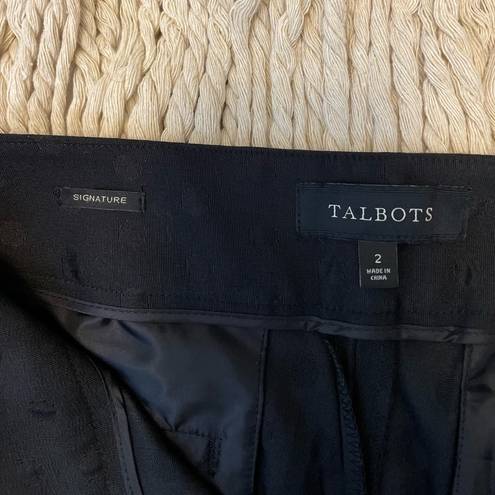 Talbots  Signature Jacquard Polka Dot Ankle Length Pants in Black Size 2