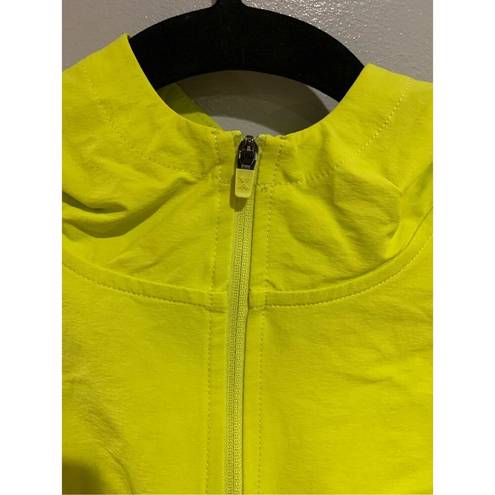 Xersion High Visibility Rain Jacket--NEW Green 2 Tone w/Hood Zipper L/S XSmall