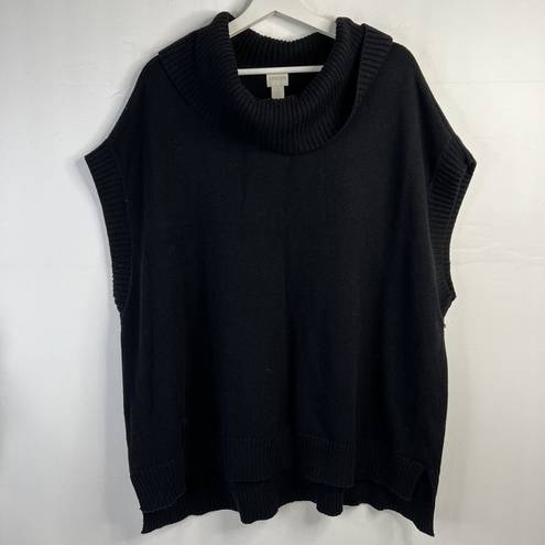 Chico's Chico’s Size 3 XL 16 Nina Cowl Neck Sweater Cotton Blend Black Sleeveless Poncho