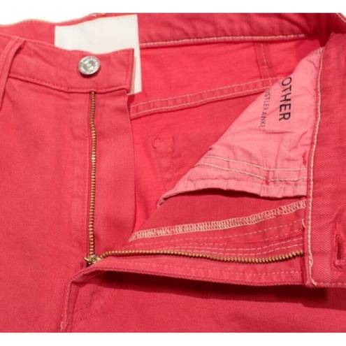 ma*rs NWT Mother Hustler Ankle Fray in  Red High Rise Bootcut Crop Jeans 25