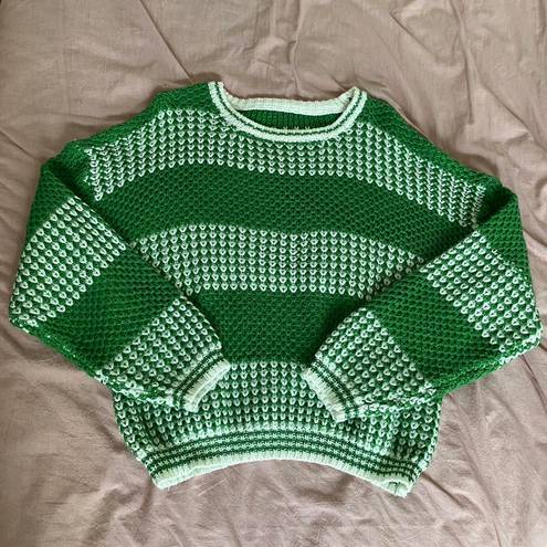 Boutique Crochet Green Knit Sweater