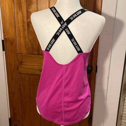 Nike Dri Fit pink Black Racerback Tank Small Just Do It