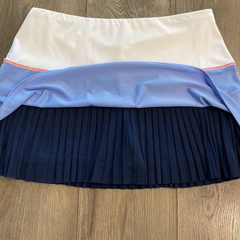 Lucky in Love  13” Tier Pleated Blue And White Tennis Skirt Size Large