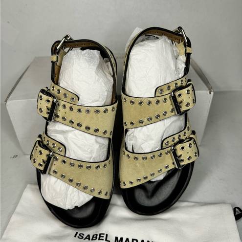 Isabel Marant  Suede eyelet embellished Sandals neutral casual classic style