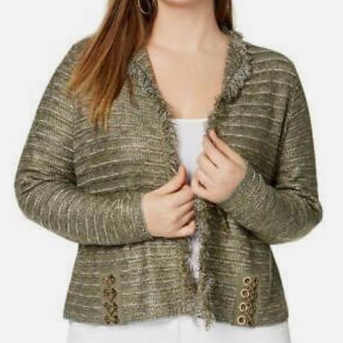 INC Metallic Lace Up Boucle Blazer