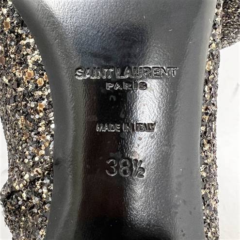 Saint Laurent  Loulou 50 Metallic Glitter Low Heel Almond Toe Ankle Boots