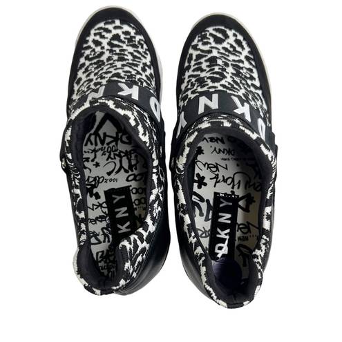 DKNY  Cosmos Black & White Animal Print Hidden Wedge Sneakers