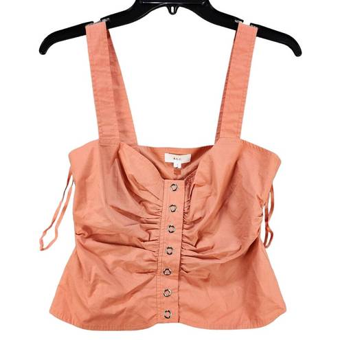 ALC Frank A.L.C. Lilah Pearl Snap Tank Top Women's 2 Apricot Brandy Ruched Wide Strap