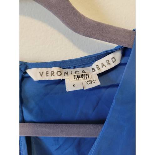 Veronica Beard Rent the runway sz 6  blue seema puff sleeve v neck blouse tie