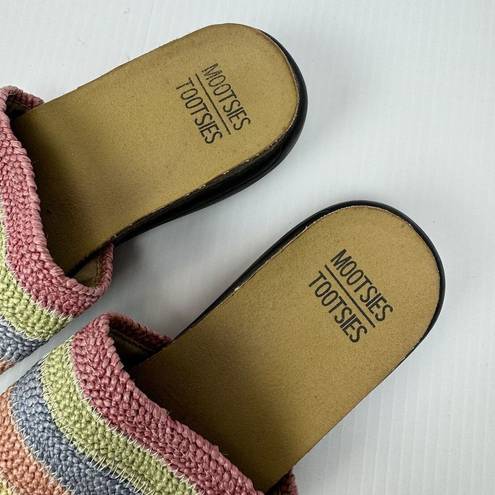 Mootsies Tootsies  Woven Slide Sandals Soft Rainbow Womens Size 9.5