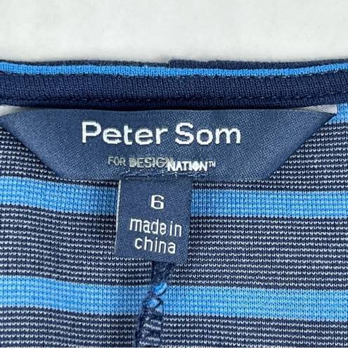 Peter Som Design Nation Blue Striped Fit & Flare Sleeveless Ponte Knit Dress 6