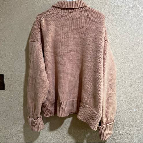 Victoria Beckham VICTORIA  Pale Pink Oversized Wool Funnel Neck Chunky Sweater L