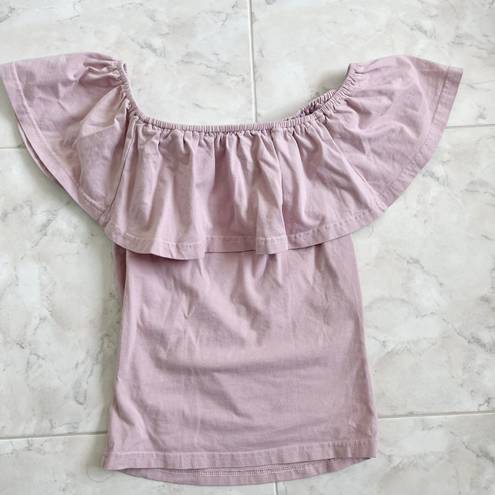 LA Hearts Pacsun L.A. Hearts Ruffle Off-the-Shoulder Pink Blouse Top Women S (Small)