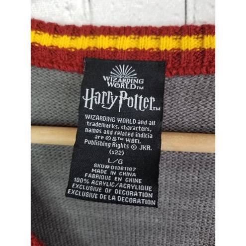 Harry Potter Wizarding World Gryffindor  Cardigan LARGE Sweater Button Down Gray