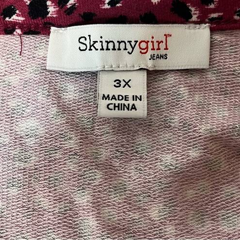 Skinny Girl  Mesh Shoulder Long Sleeve V-Neck Berry Sweatshirt Blouse Size 3X New!