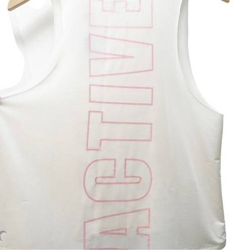 Zyia NWT  Hot Pink Ivory Blush Spell-Out Athlete Tank Muscle Top Women's Sz Small