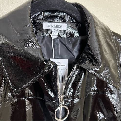 Good American  NWT patent faux leather biker jacket size Small