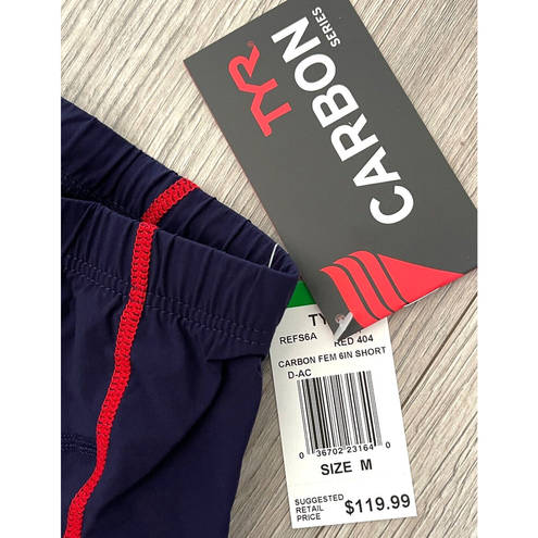 Tyr. Womens Carbon Series Tri Short 6" - Navy Red Size Medium $120