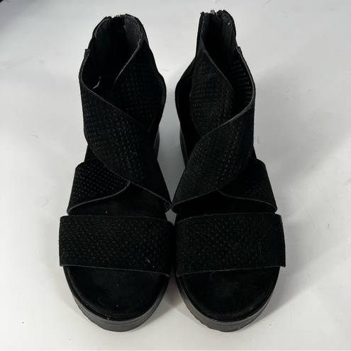 Blondo Cassie wedge suede sandals black waterproof leather size 6