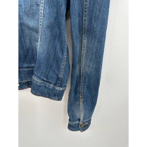 Mango  Jeans Medium Wash Blue Denim Button Down Jean Jacket Women's Size XX-Small