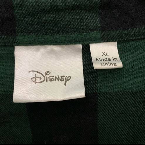 Disney  Women’s Size XL Green Plaid Flannel Winnie The Pooh Button Down