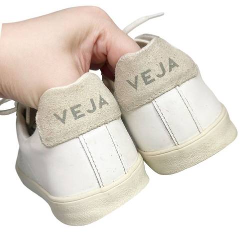 VEJA  Esplar Sneakers Casual White Leather Suede Lace Up Shoes Women's Size 9