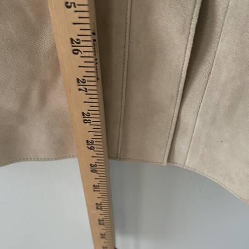 Vince   Suede Leather Faux Wrap Midi in Marzipan Beige Size 6