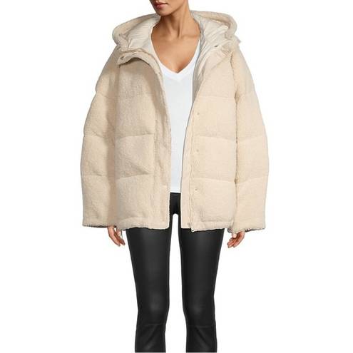 Good American NWT  Faux Shearling Cocoon Puffer Jacket in Tusk 4 XL