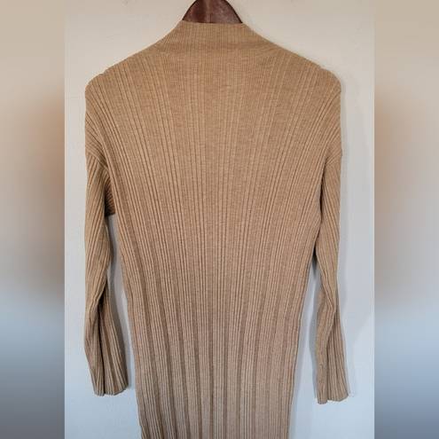 The Row All :  Tan Khaki The Marie Dress Ribbed Mock Neck Knit Midi Women's Small