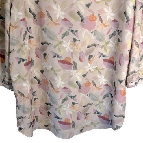 Harper  & Joy Stylogic Subscription Box Blouse Cream Pink Floral Size 1X NWT