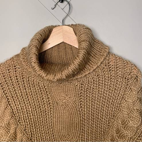 FOR THE REPUBLIC  Brown Chunky Cable Knit Turtleneck Sweater Size Large